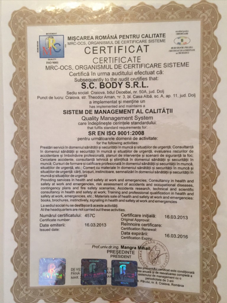 Certificarea sistemelor de management ISO 9001